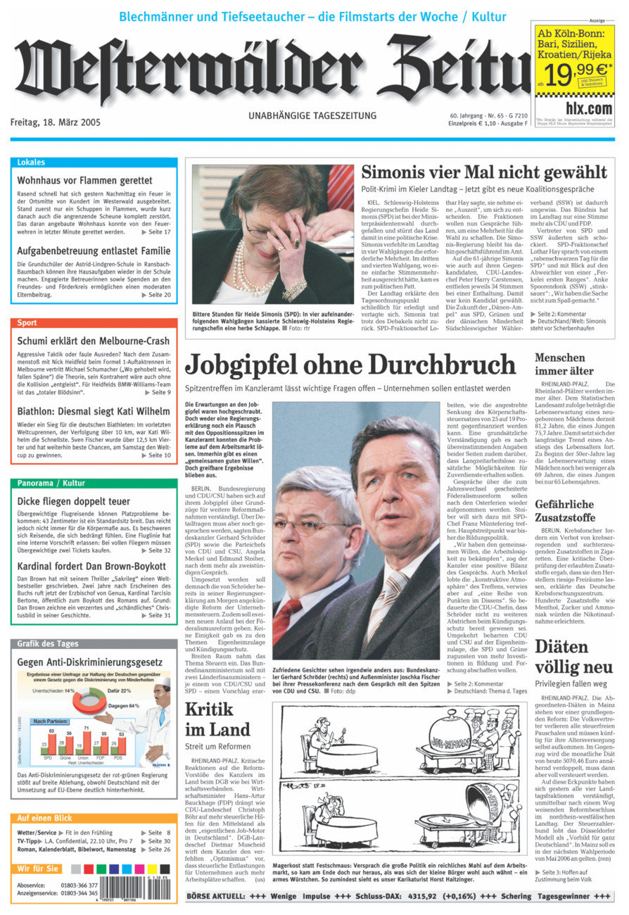 Westerwälder Zeitung vom Freitag, 18.03.2005