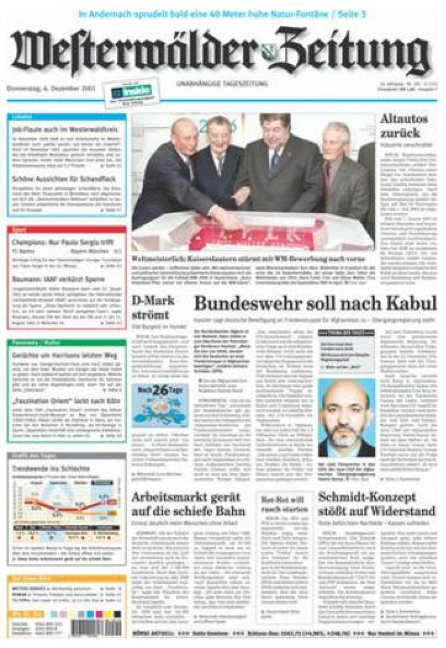 Westerwälder Zeitung vom Donnerstag, 06.12.2001