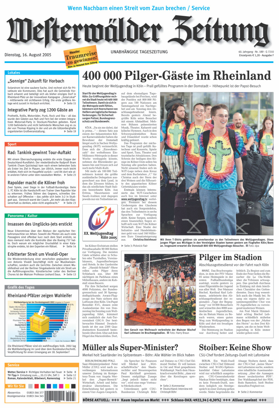 Westerwälder Zeitung vom Dienstag, 16.08.2005