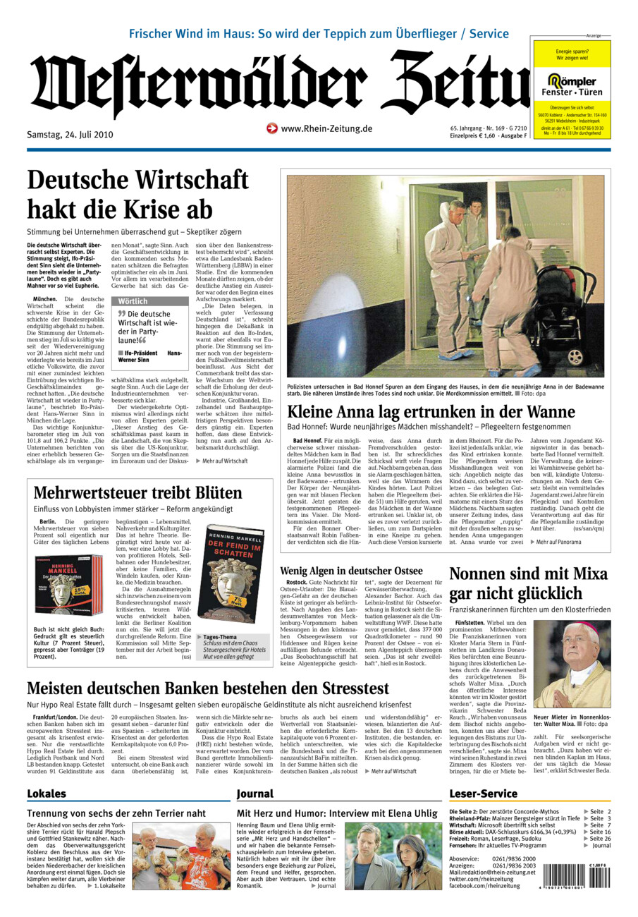 Westerwälder Zeitung vom Samstag, 24.07.2010
