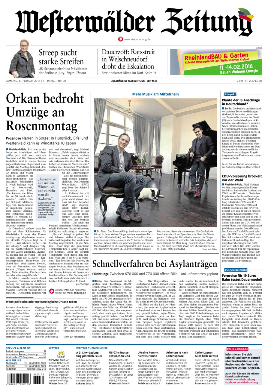 Westerwälder Zeitung vom Samstag, 06.02.2016