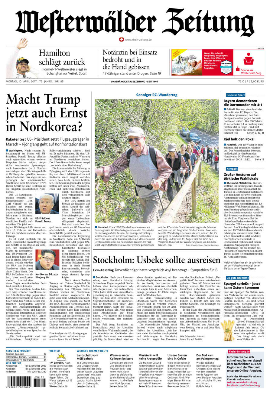 Westerwälder Zeitung vom Montag, 10.04.2017