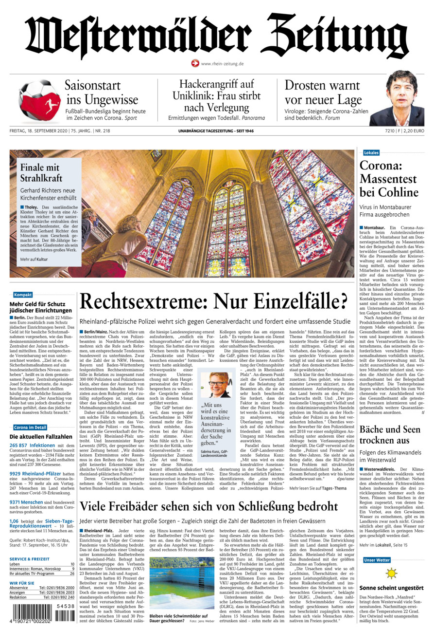 Westerwälder Zeitung vom Freitag, 18.09.2020