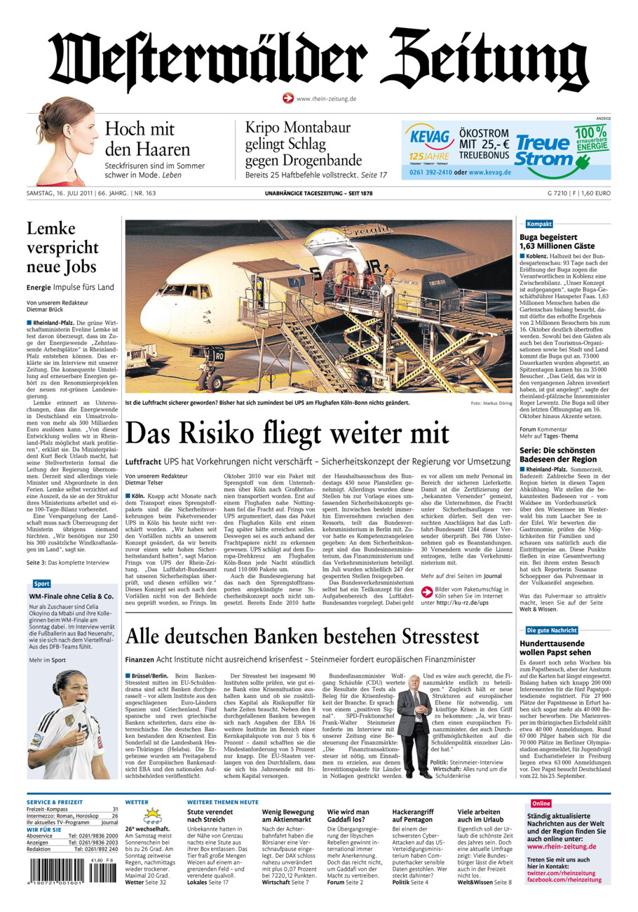 Westerwälder Zeitung vom Samstag, 16.07.2011