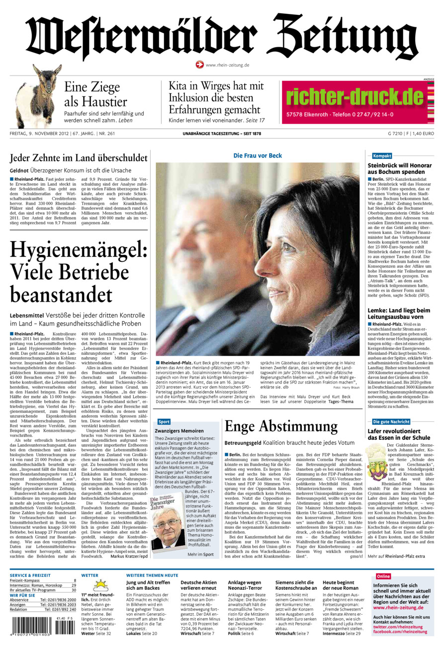 Westerwälder Zeitung vom Freitag, 09.11.2012