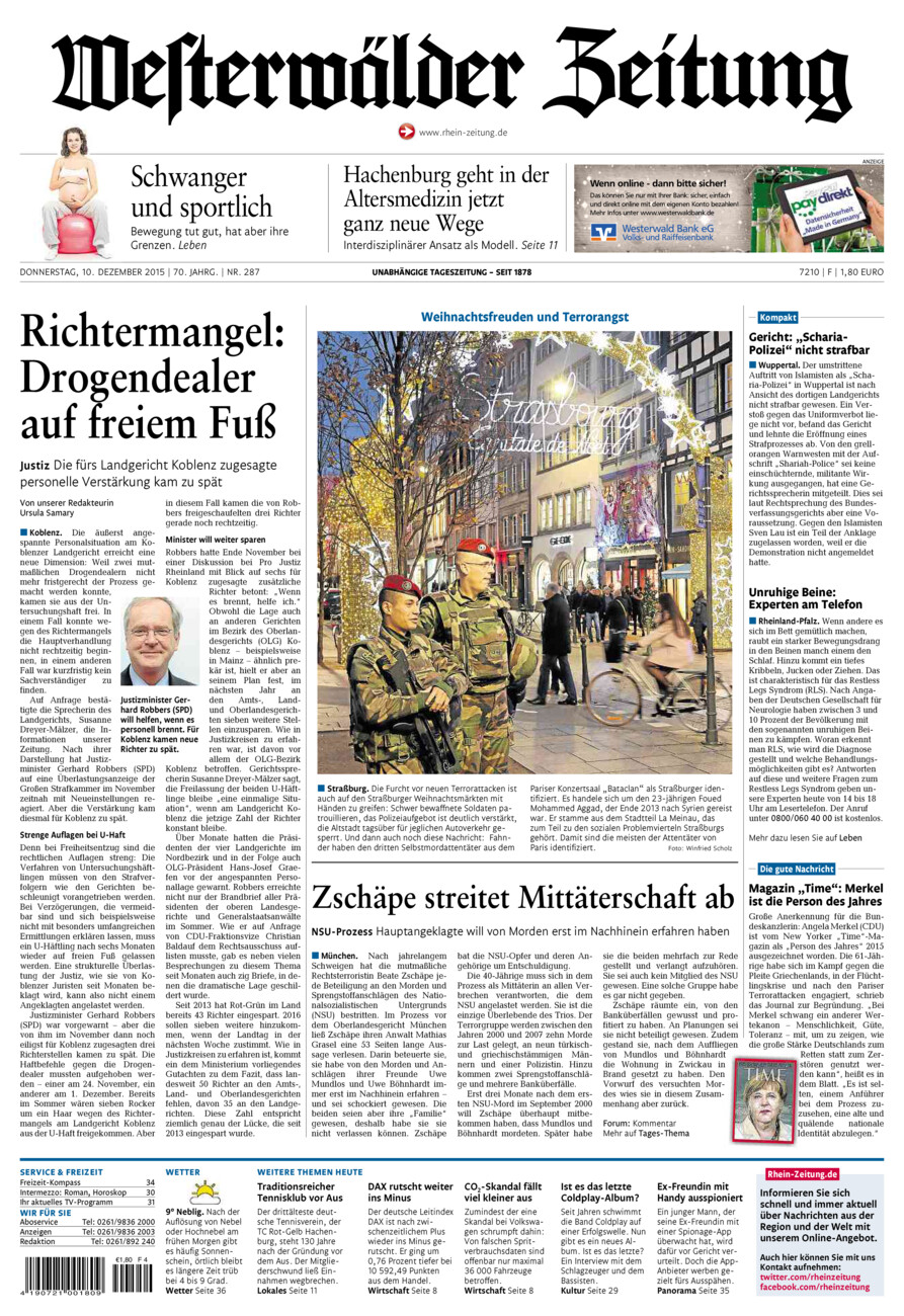 Westerwälder Zeitung vom Donnerstag, 10.12.2015