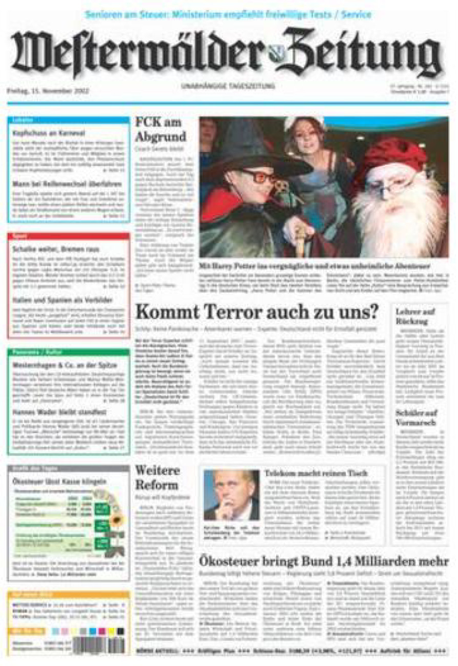 Westerwälder Zeitung vom Freitag, 15.11.2002