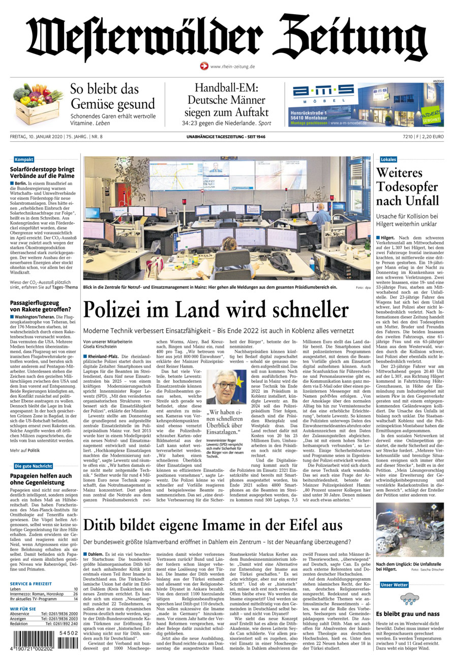 Westerwälder Zeitung vom Freitag, 10.01.2020