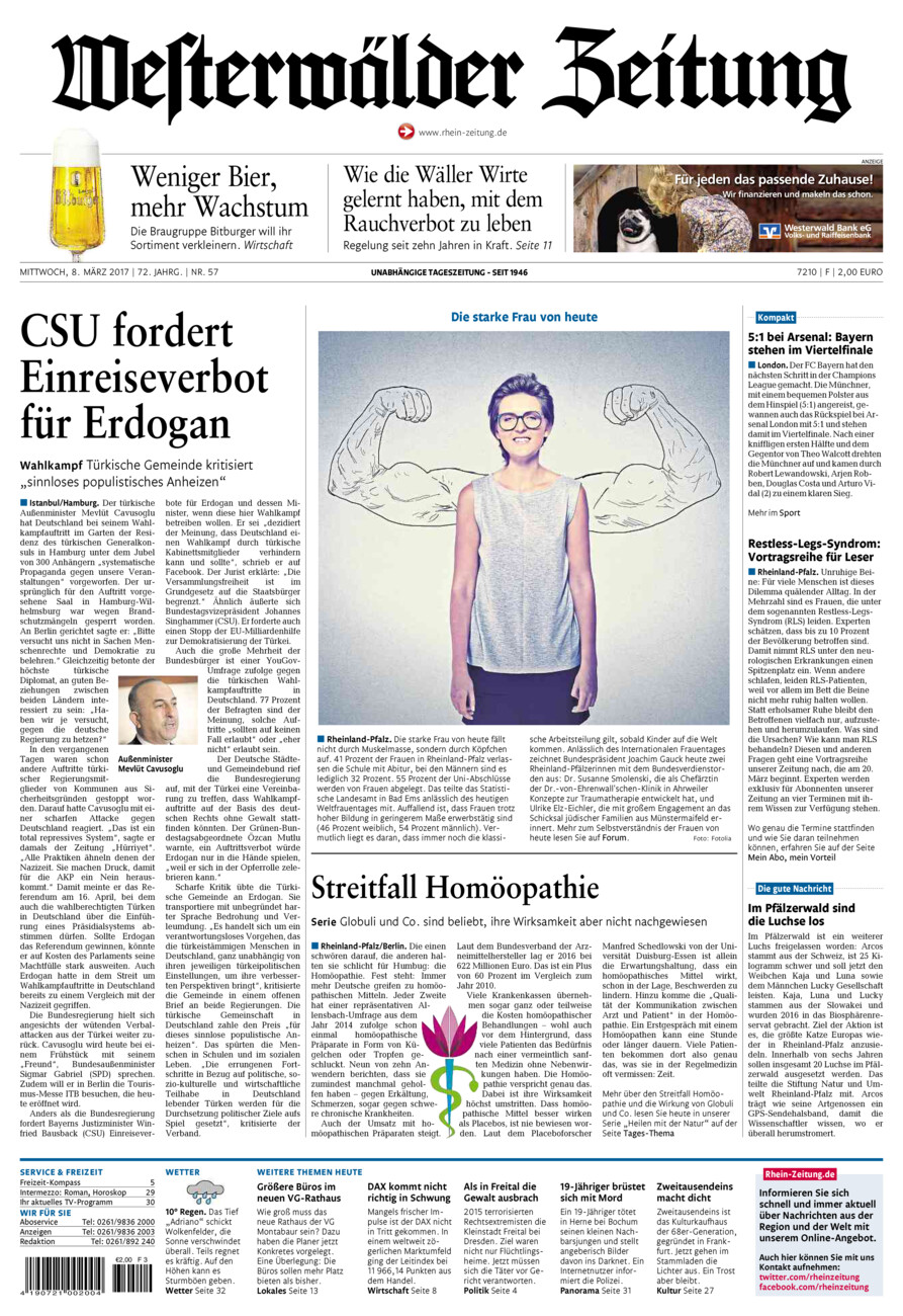 Westerwälder Zeitung vom Mittwoch, 08.03.2017
