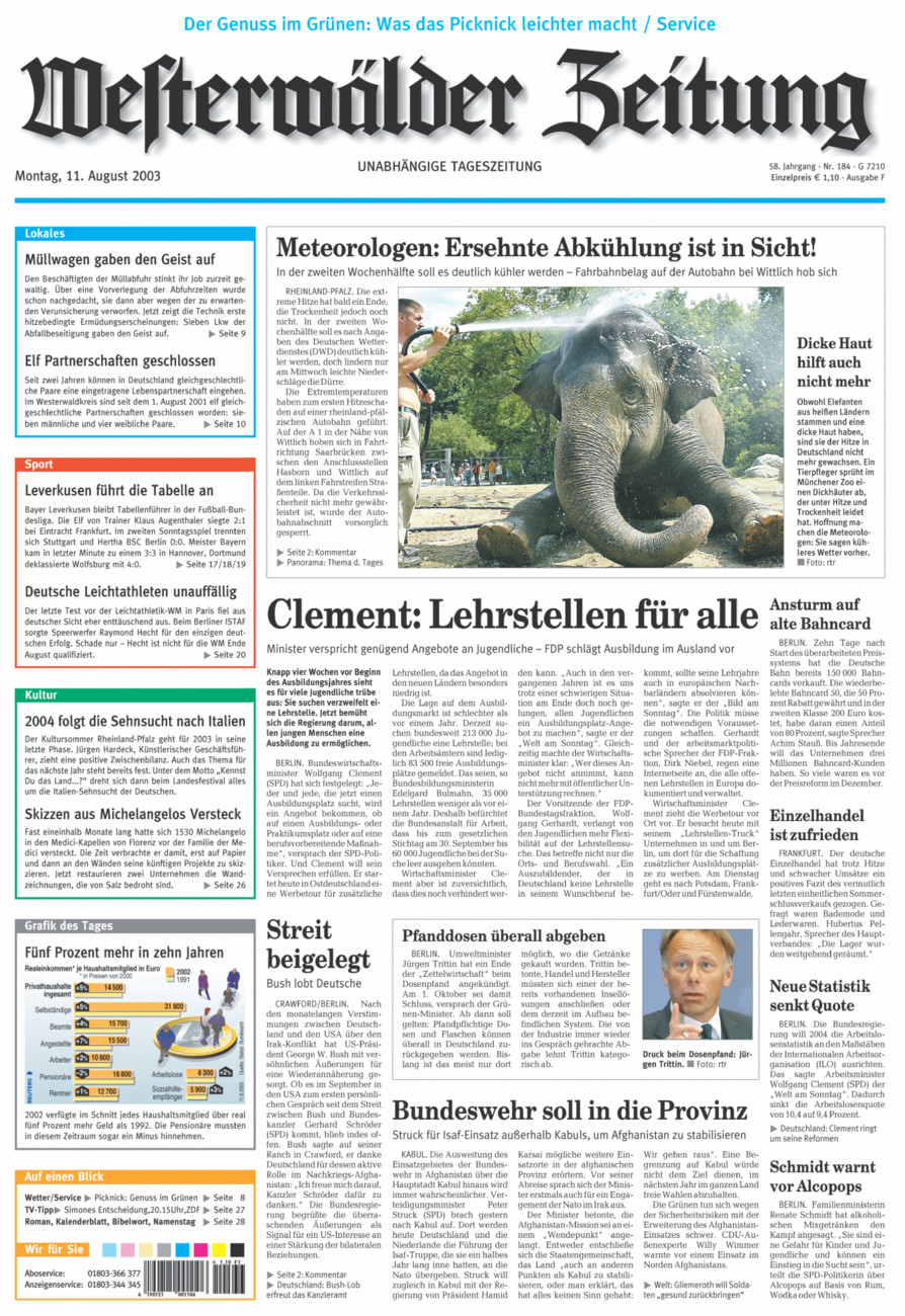 Westerwälder Zeitung vom Montag, 11.08.2003