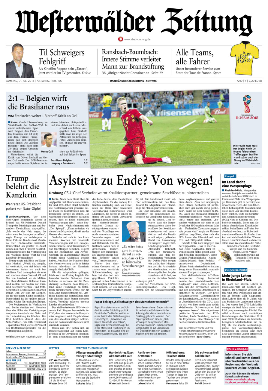 Westerwälder Zeitung vom Samstag, 07.07.2018