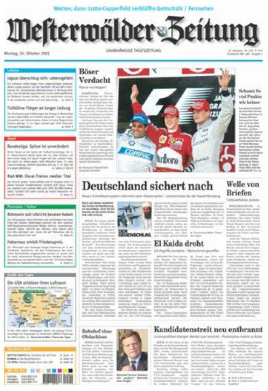 Westerwälder Zeitung vom Montag, 15.10.2001