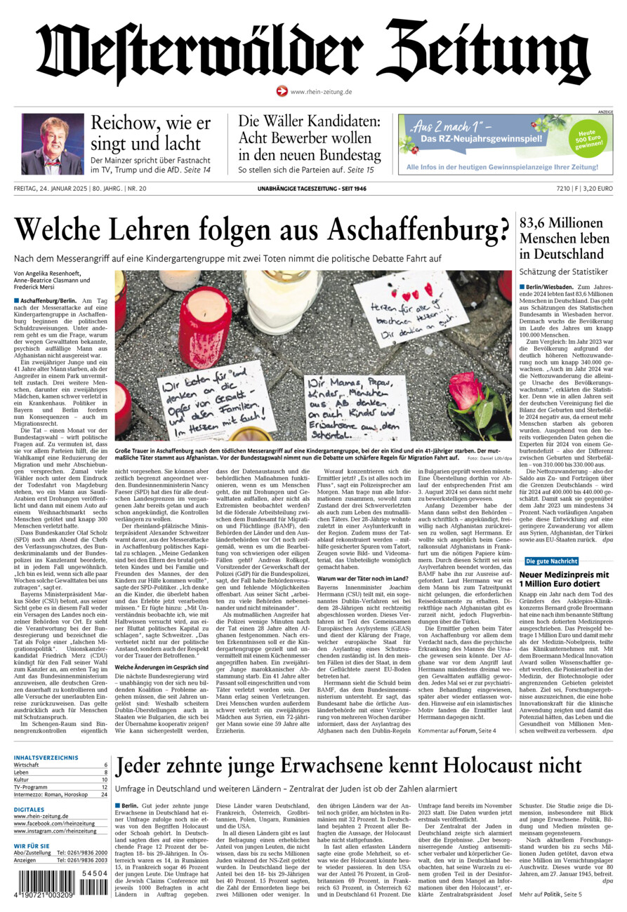 Westerwälder Zeitung vom Freitag, 24.01.2025