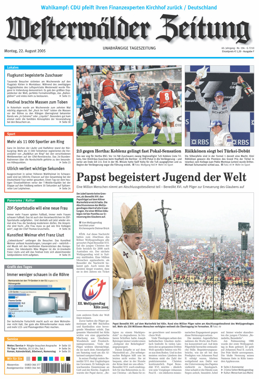 Westerwälder Zeitung vom Montag, 22.08.2005