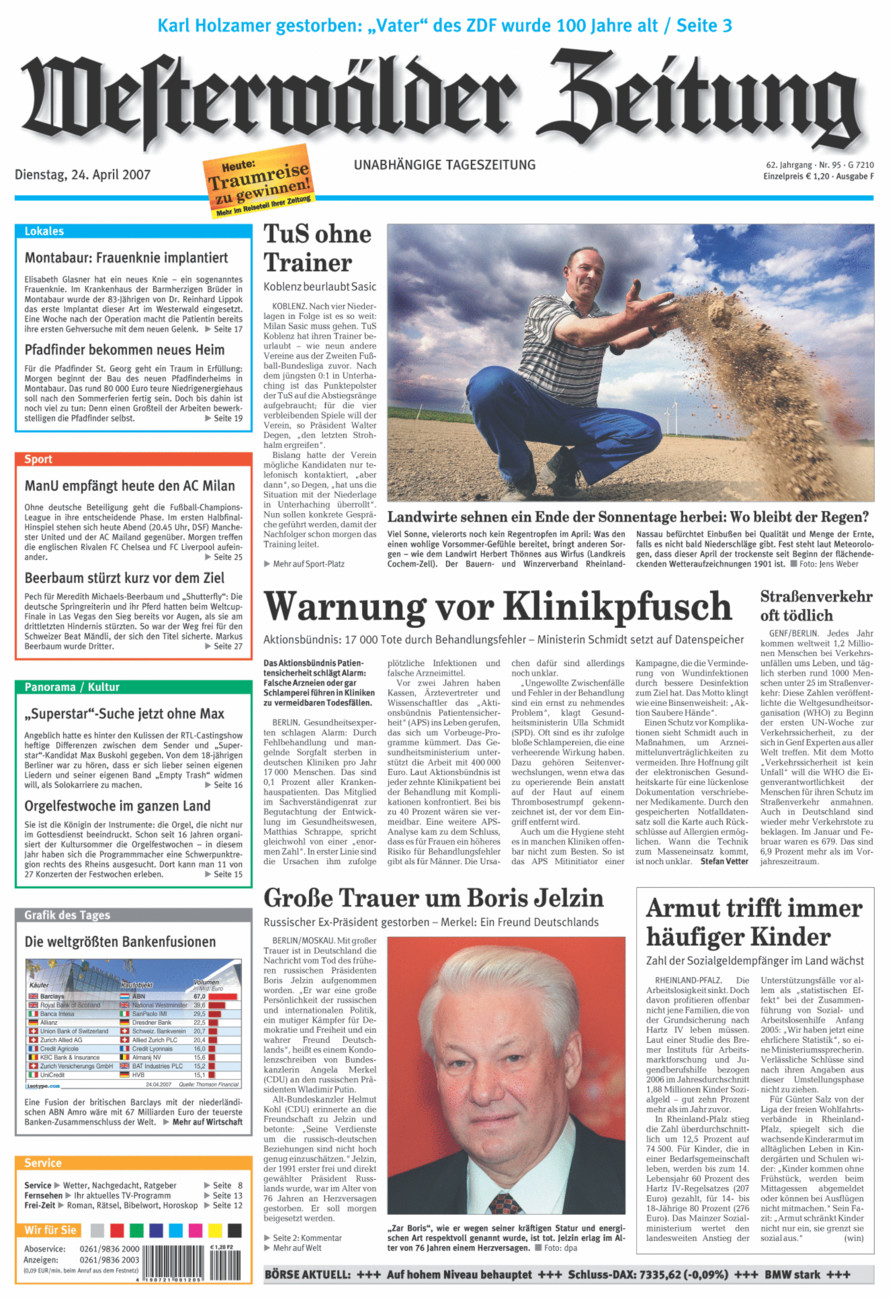 Westerwälder Zeitung vom Dienstag, 24.04.2007