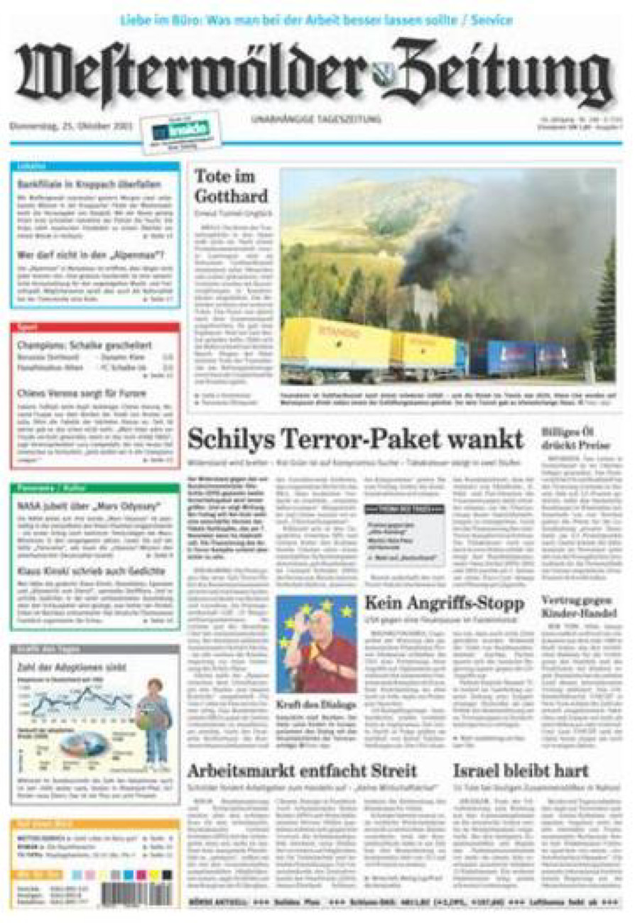Westerwälder Zeitung vom Donnerstag, 25.10.2001