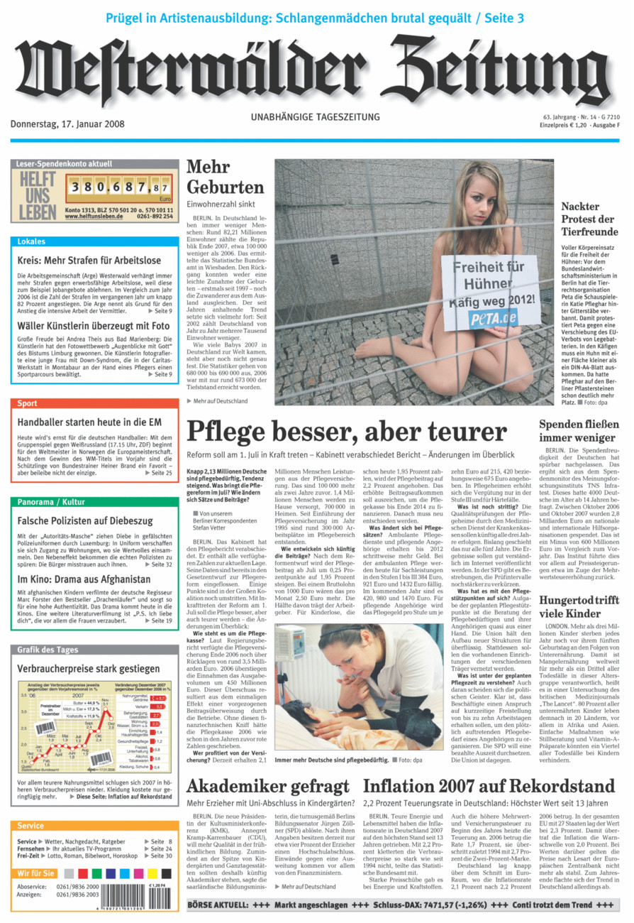 Westerwälder Zeitung vom Donnerstag, 17.01.2008