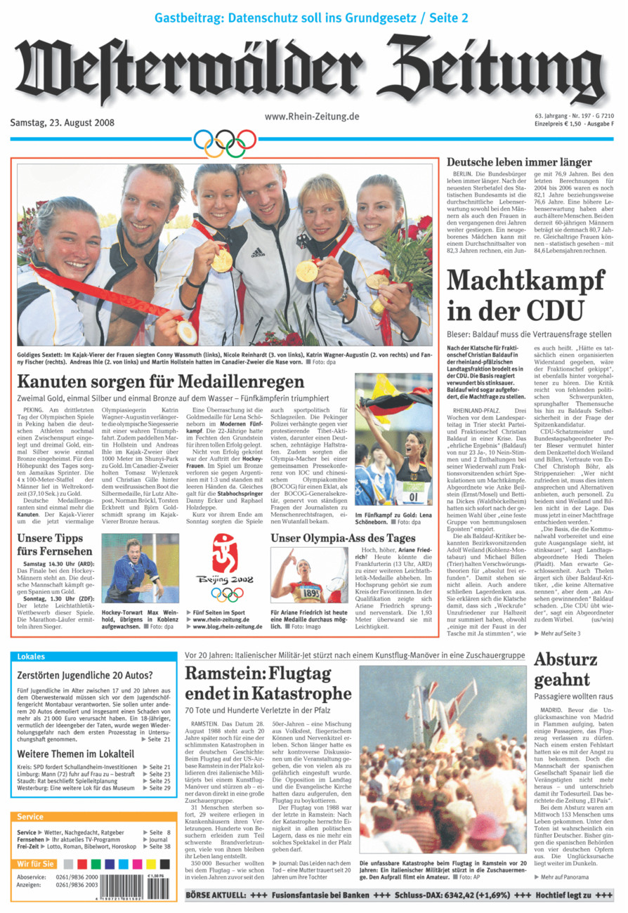 Westerwälder Zeitung vom Samstag, 23.08.2008
