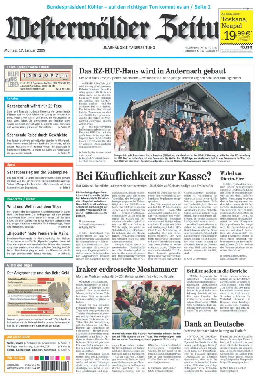 Westerwälder Zeitung vom Montag, 17.01.2005