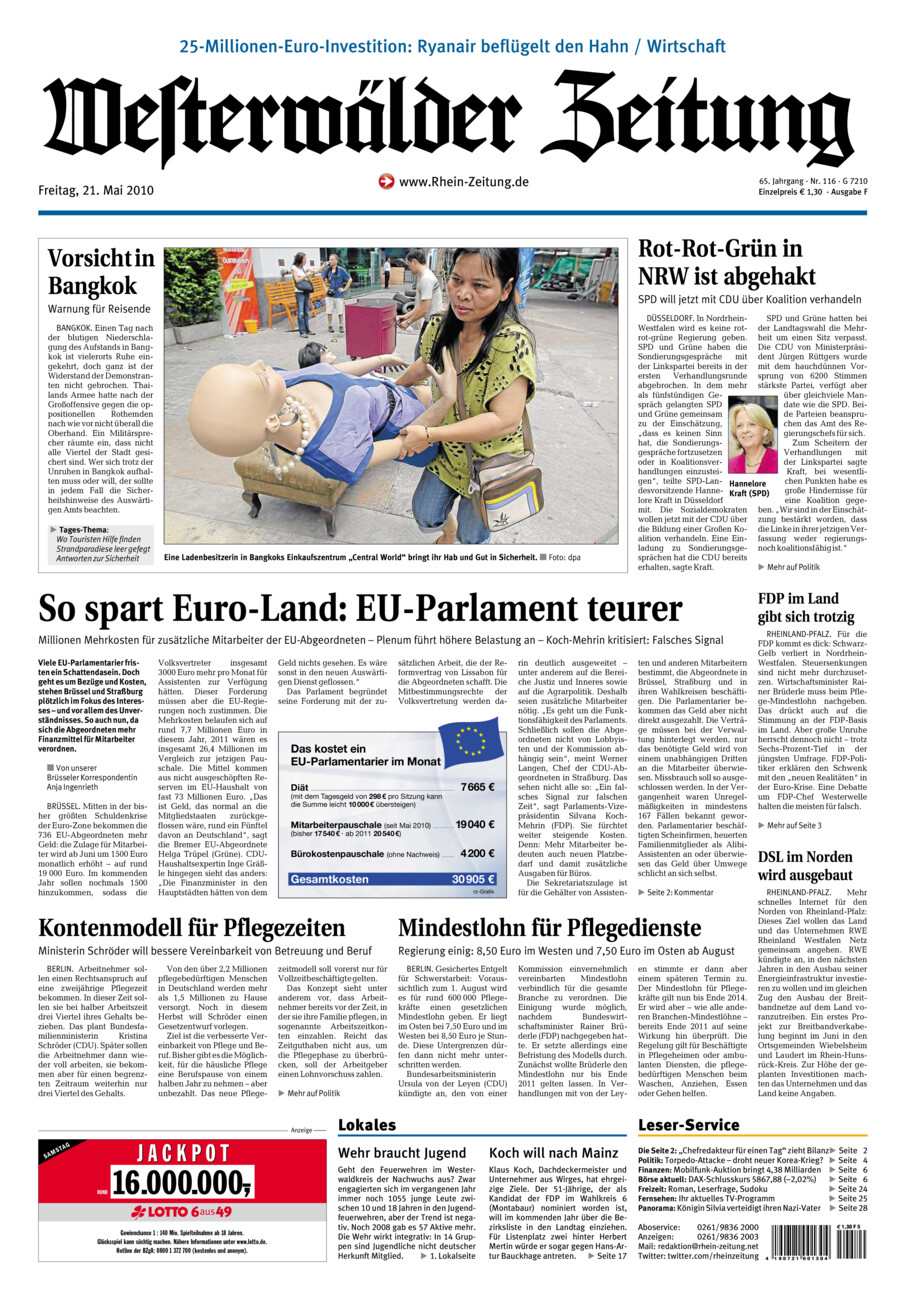 Westerwälder Zeitung vom Freitag, 21.05.2010