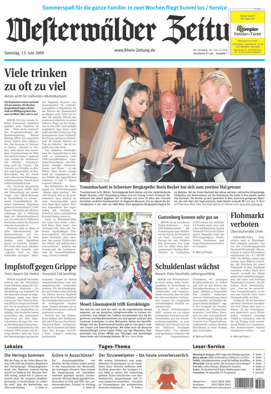 Westerwälder Zeitung vom Samstag, 13.06.2009