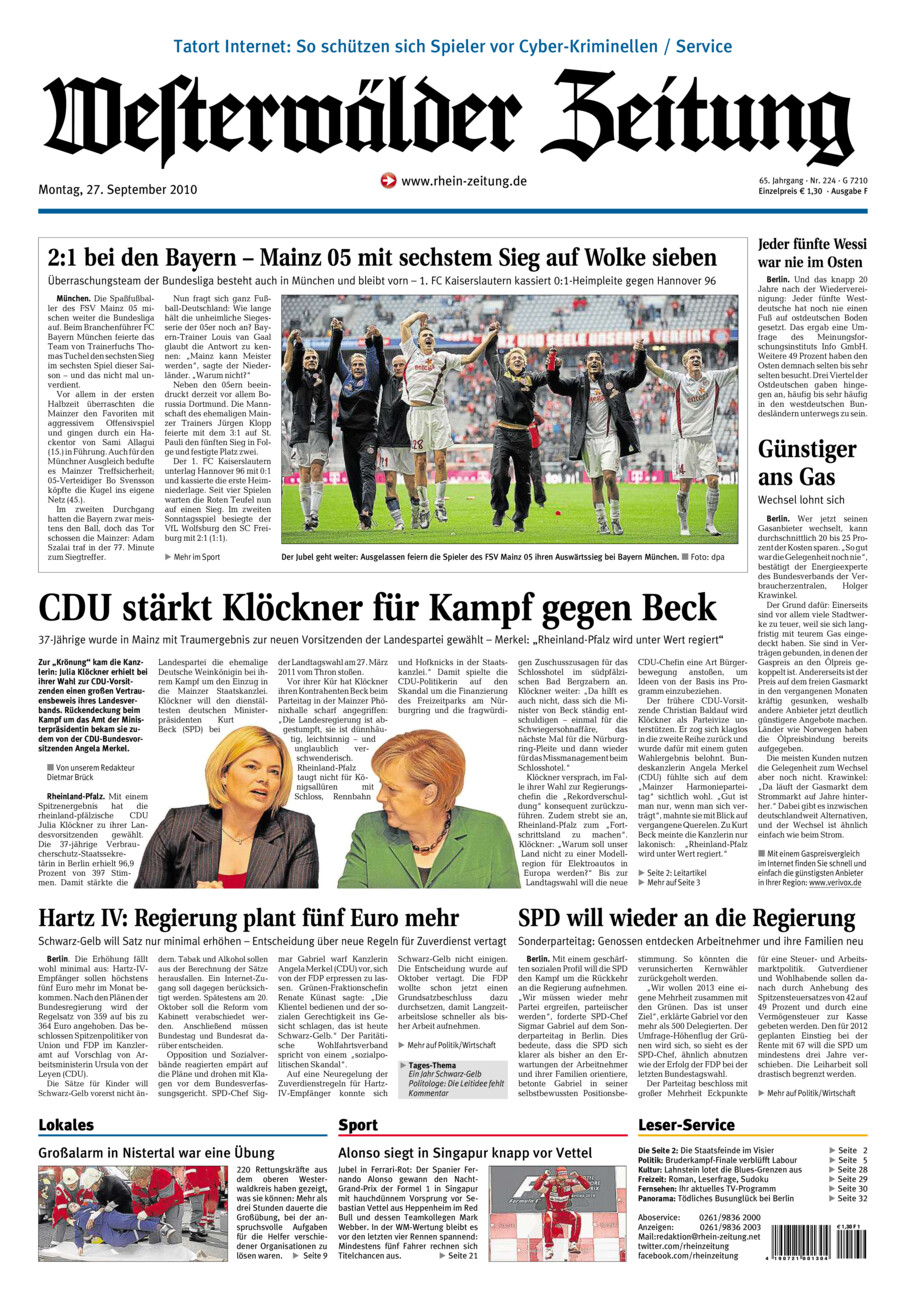 Westerwälder Zeitung vom Montag, 27.09.2010