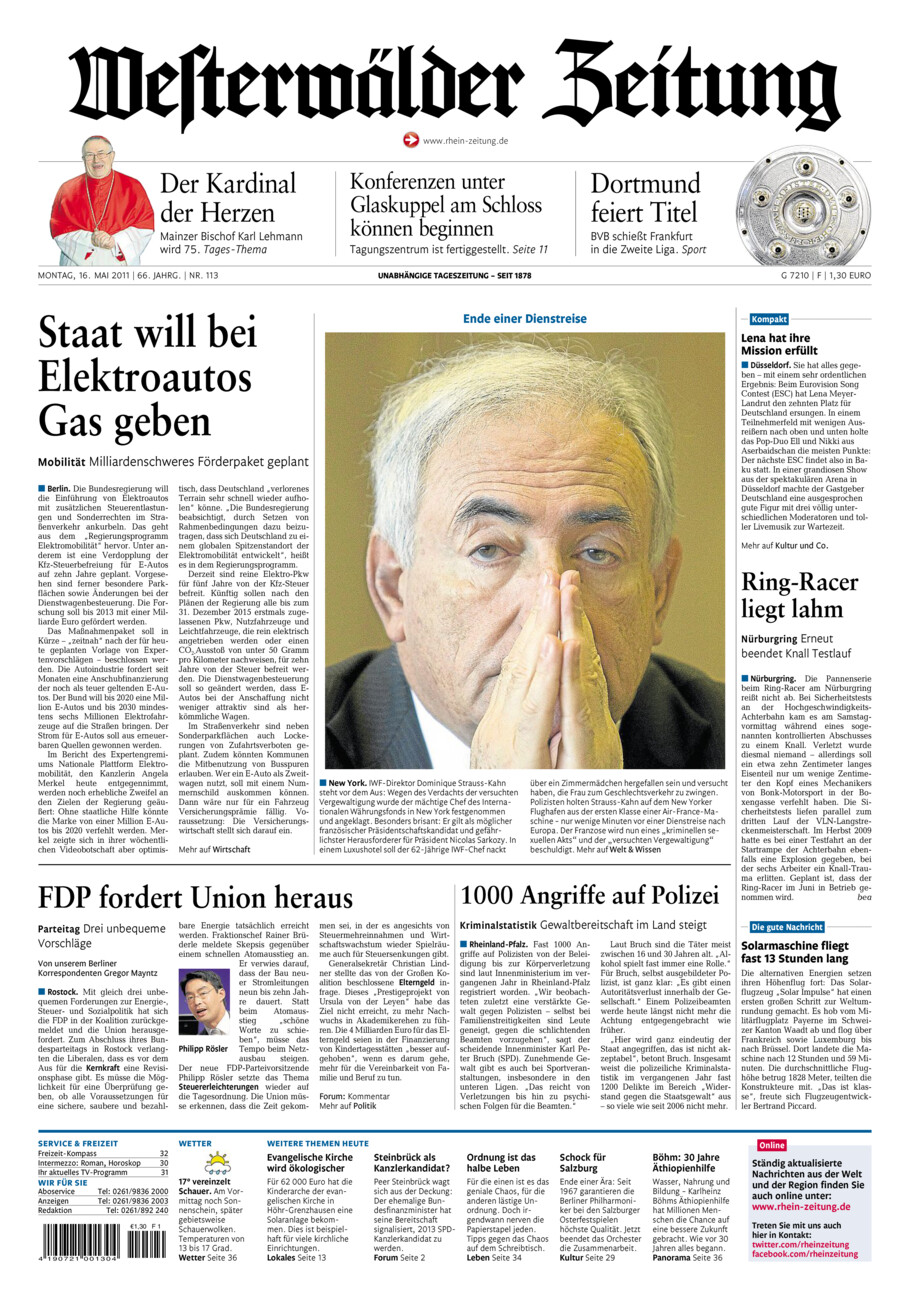Westerwälder Zeitung vom Montag, 16.05.2011