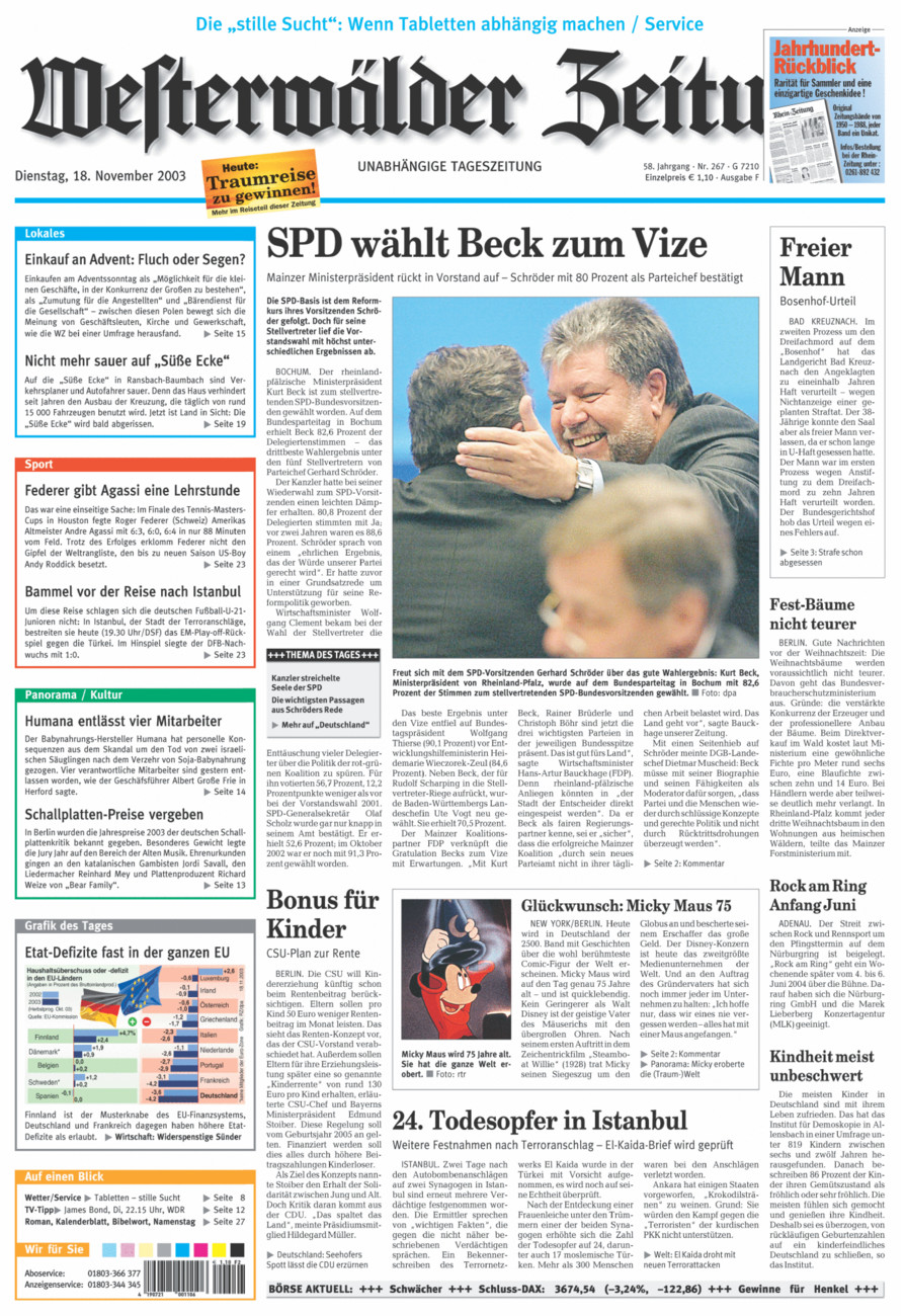 Westerwälder Zeitung vom Dienstag, 18.11.2003