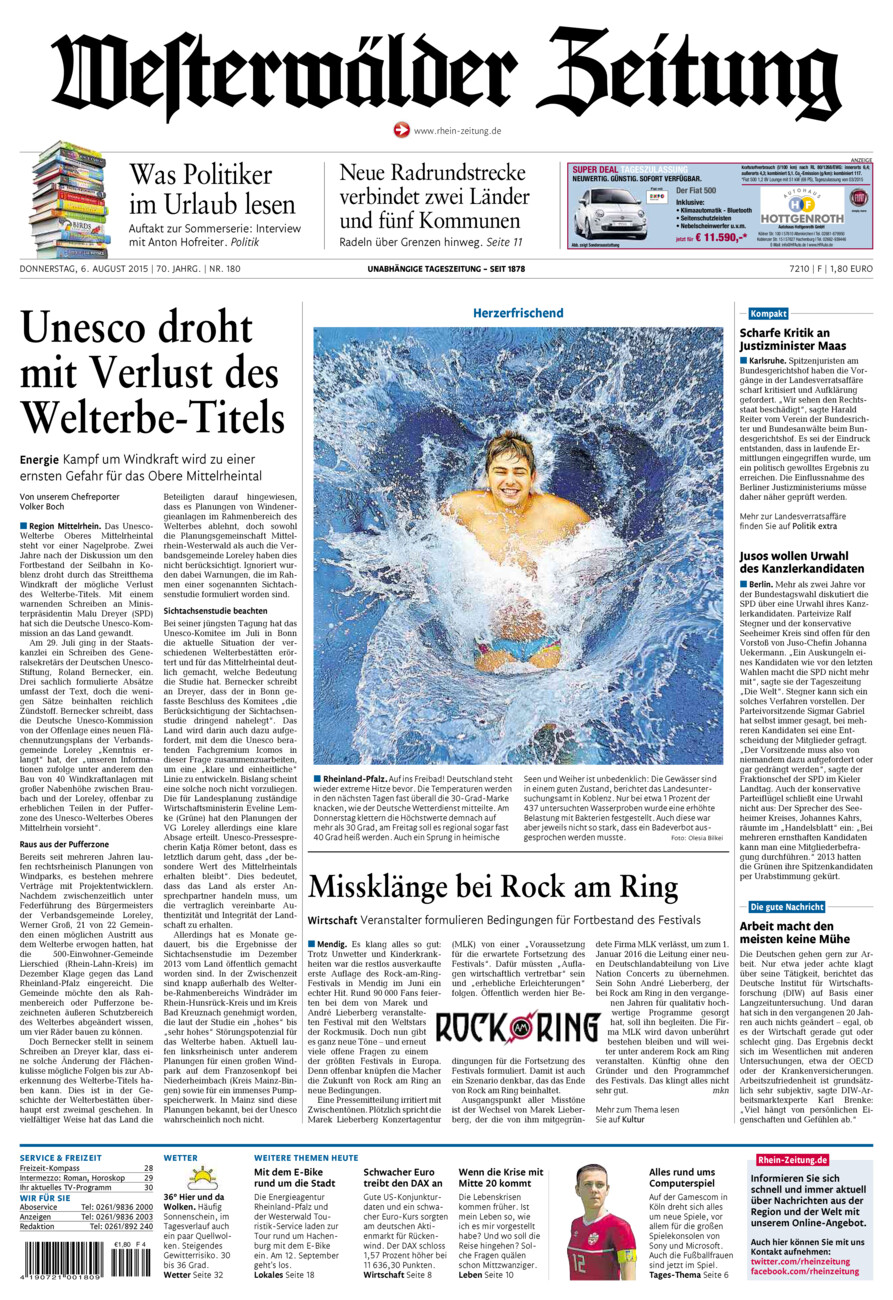 Westerwälder Zeitung vom Donnerstag, 06.08.2015