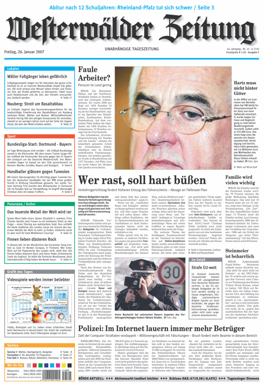 Westerwälder Zeitung vom Freitag, 26.01.2007
