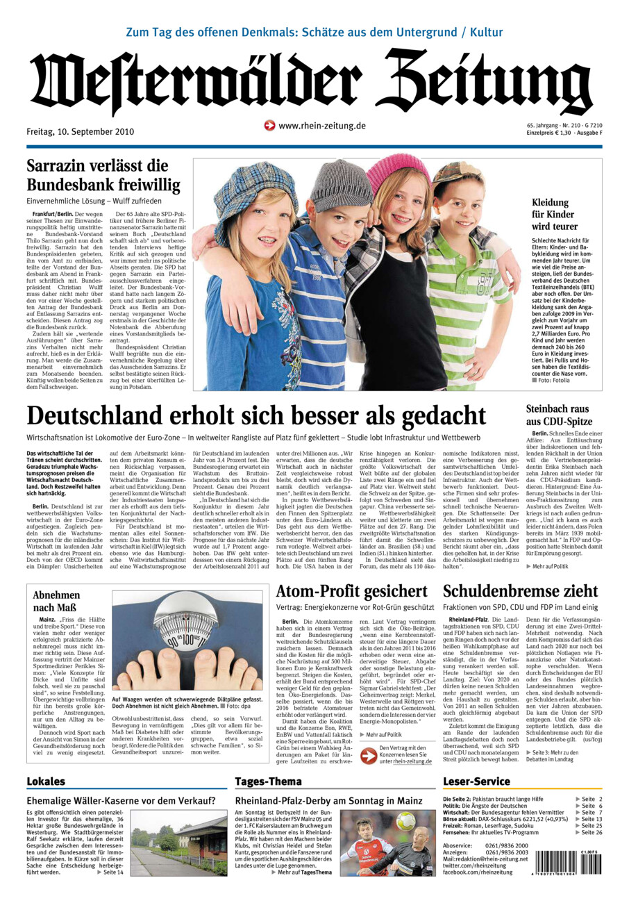 Westerwälder Zeitung vom Freitag, 10.09.2010