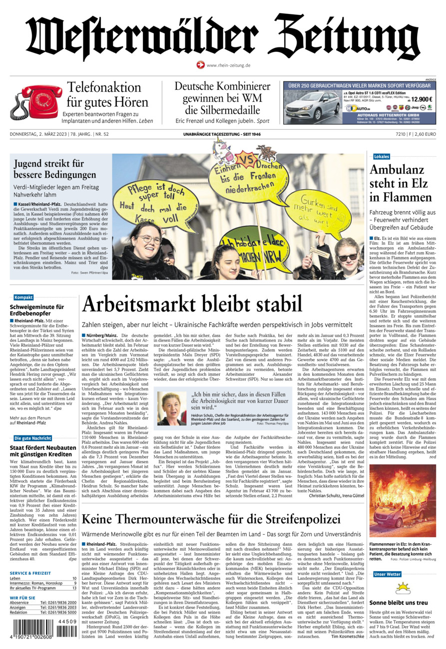 Westerwälder Zeitung vom Donnerstag, 02.03.2023