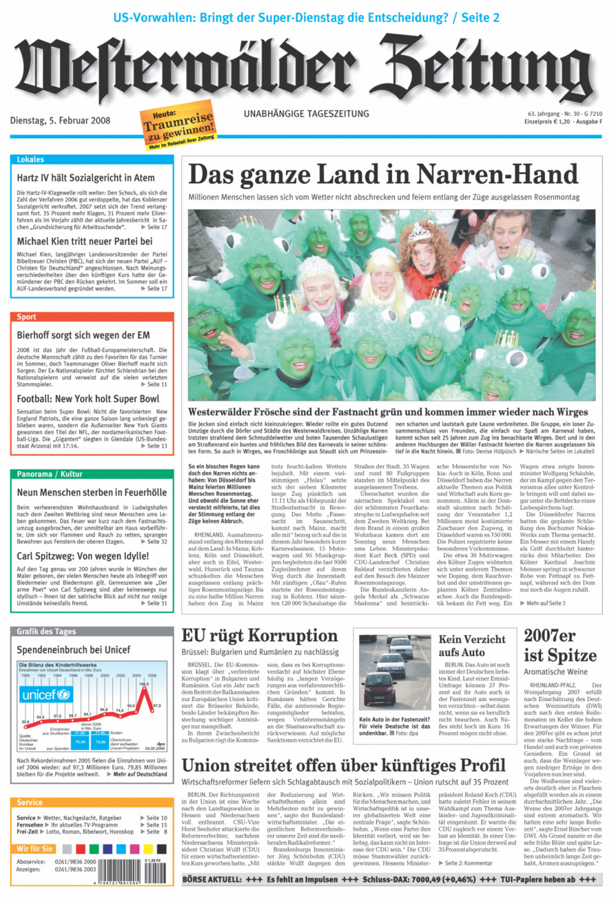 Westerwälder Zeitung vom Dienstag, 05.02.2008