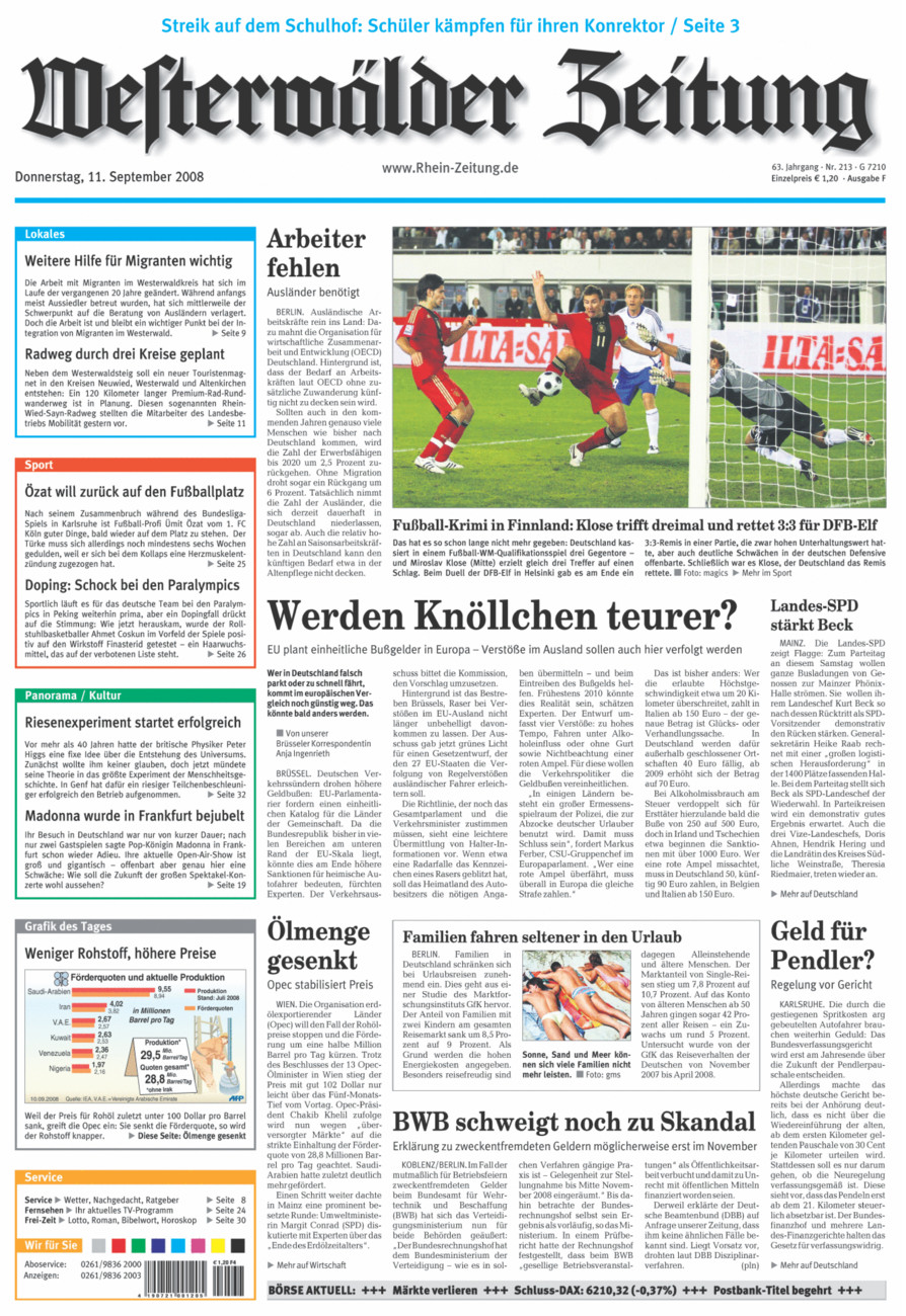Westerwälder Zeitung vom Donnerstag, 11.09.2008