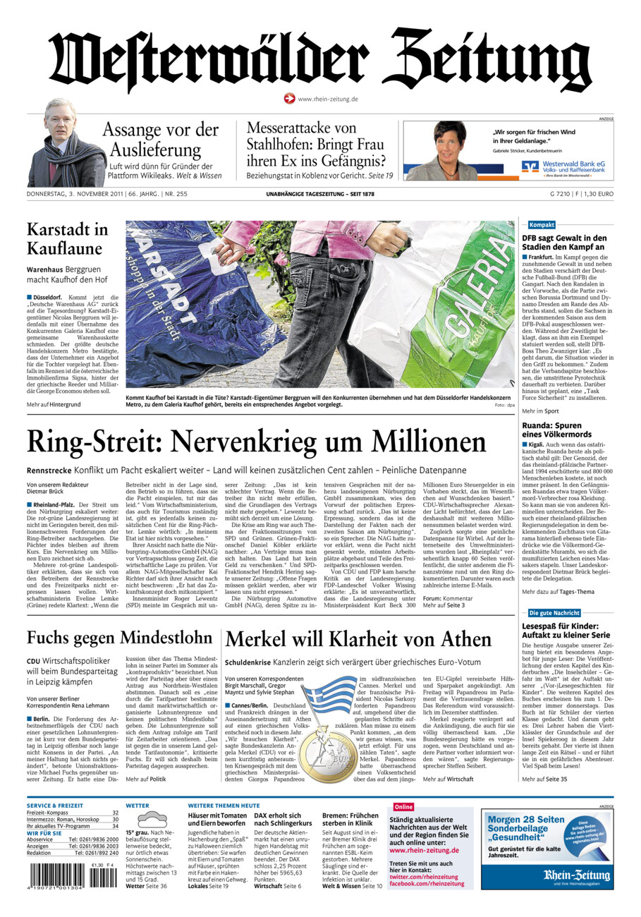 Westerwälder Zeitung vom Donnerstag, 03.11.2011