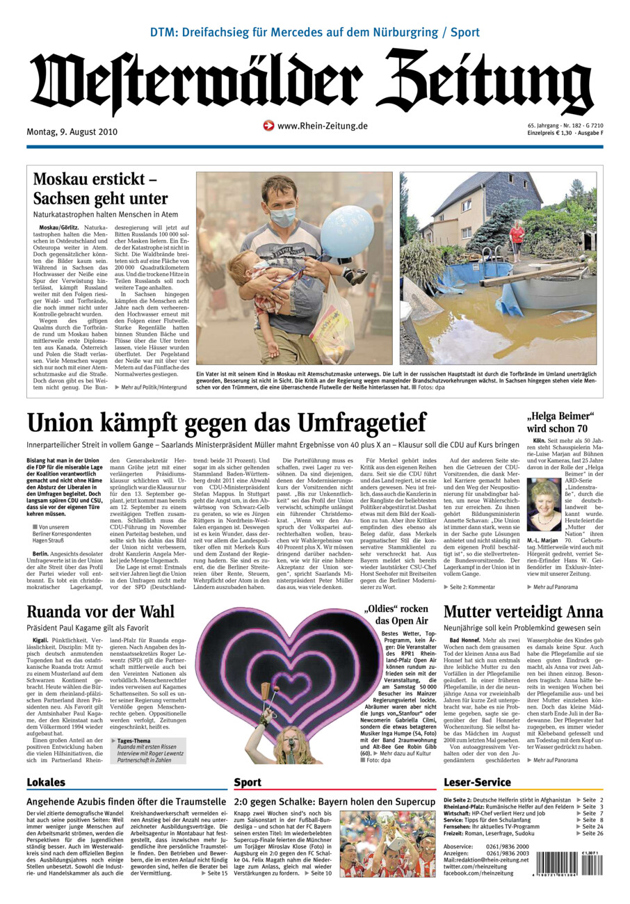 Westerwälder Zeitung vom Montag, 09.08.2010