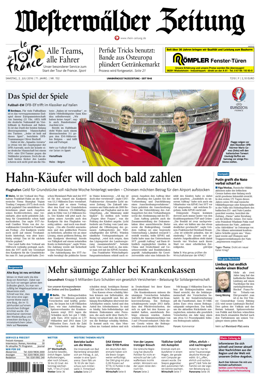 Westerwälder Zeitung vom Samstag, 02.07.2016