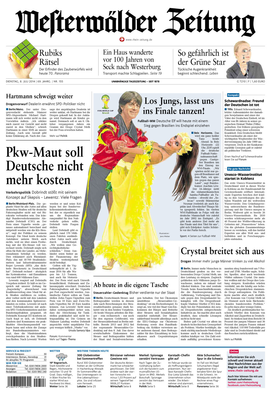 Westerwälder Zeitung vom Dienstag, 08.07.2014