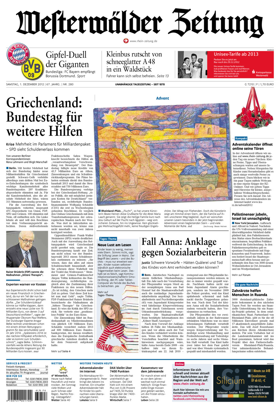 Westerwälder Zeitung vom Samstag, 01.12.2012