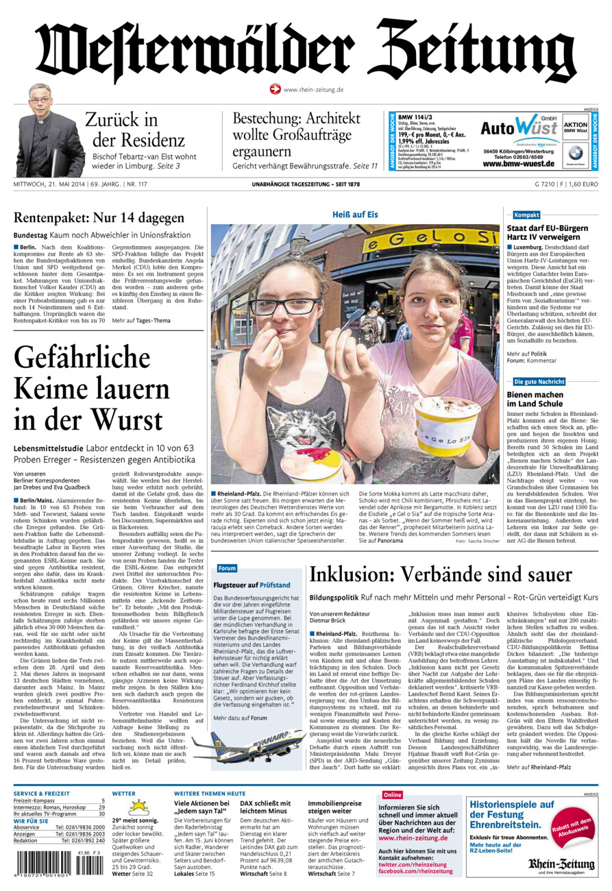 Westerwälder Zeitung vom Mittwoch, 21.05.2014