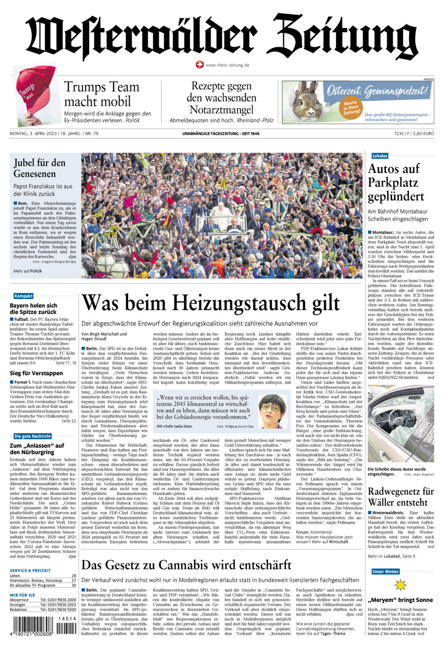 Westerwälder Zeitung vom Montag, 03.04.2023
