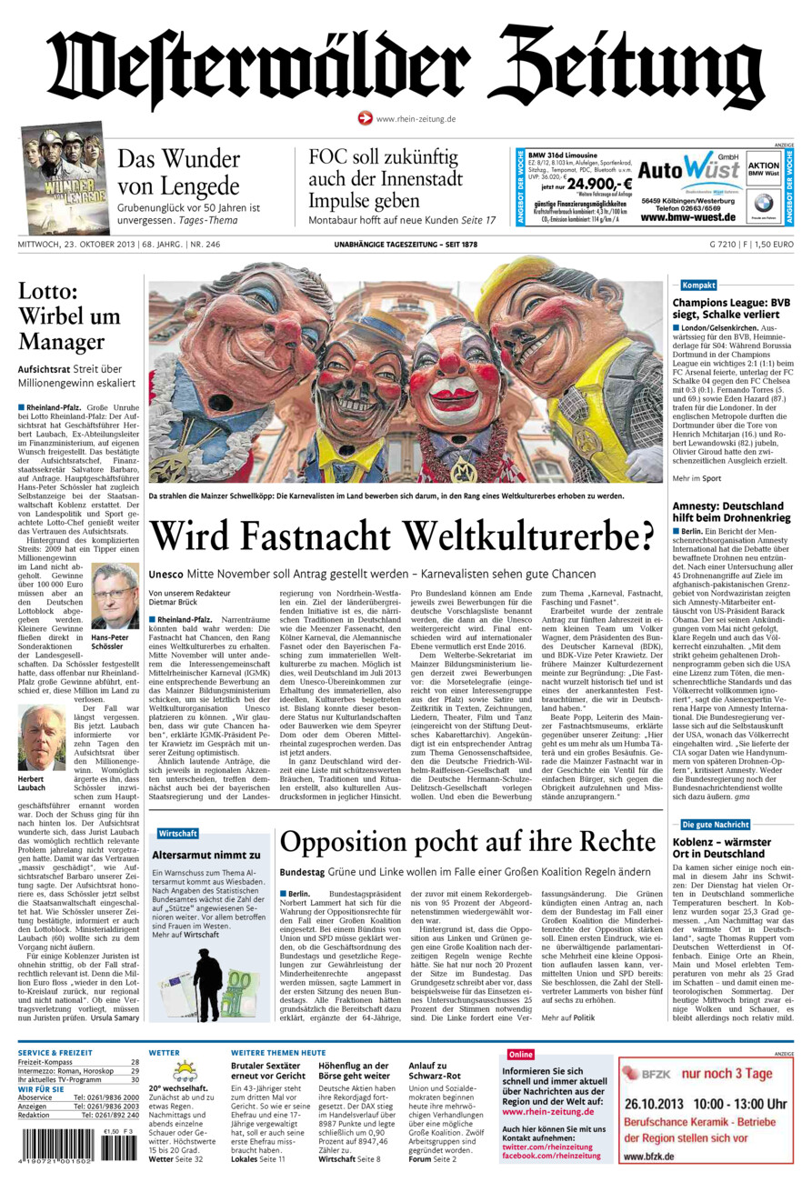 Westerwälder Zeitung vom Mittwoch, 23.10.2013