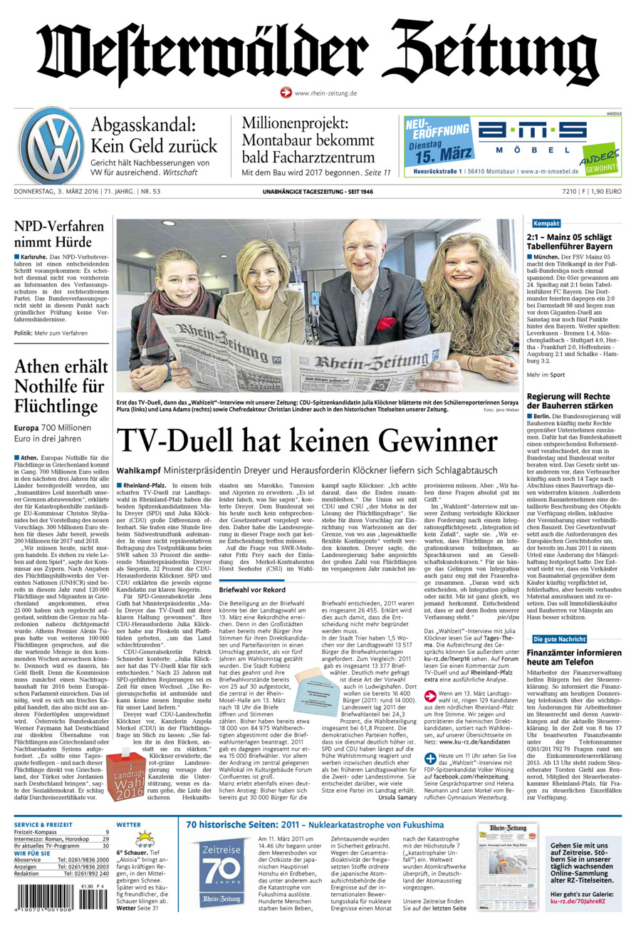 Westerwälder Zeitung vom Donnerstag, 03.03.2016