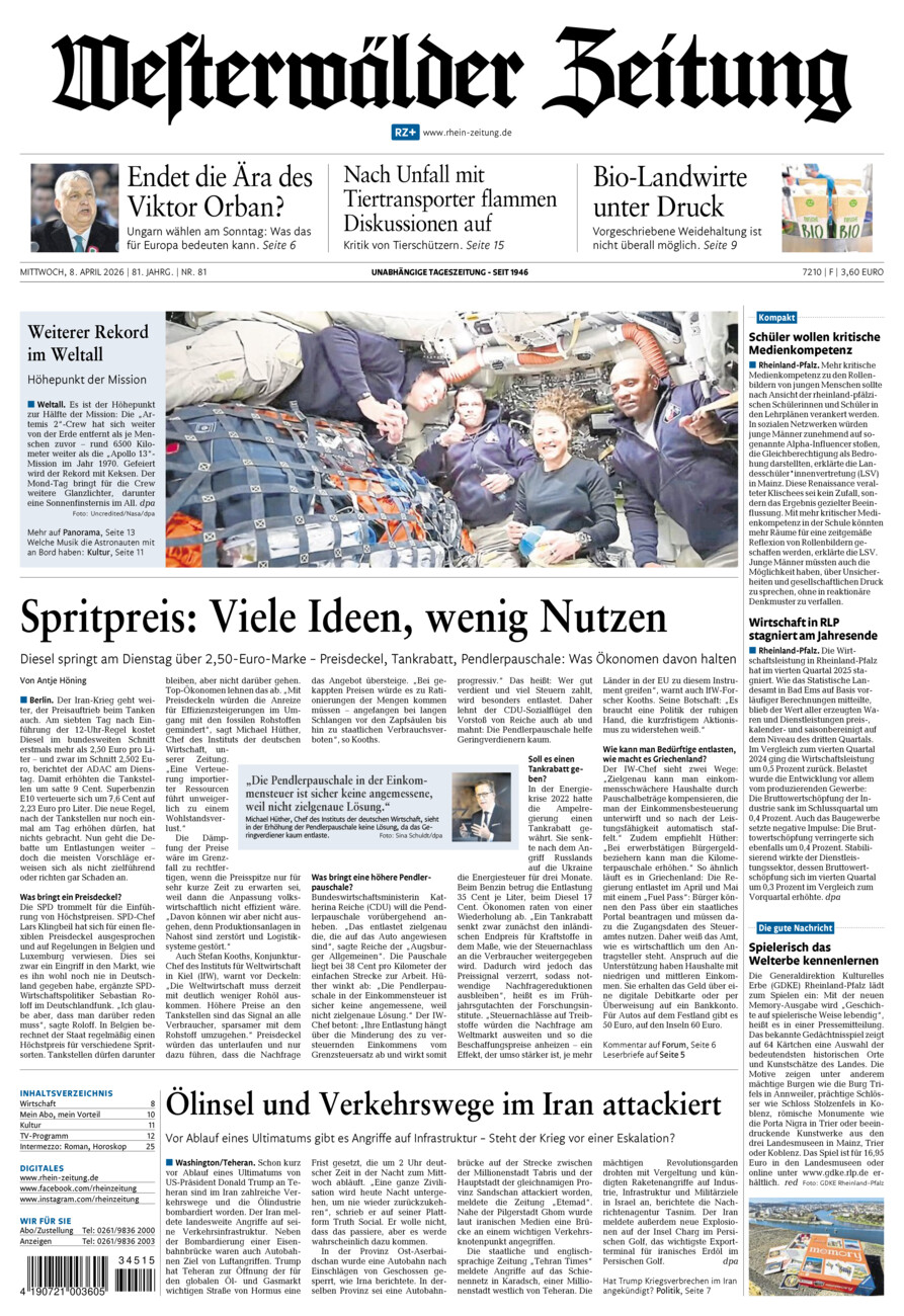 Westerwälder Zeitung vom Mittwoch, 08.04.2026