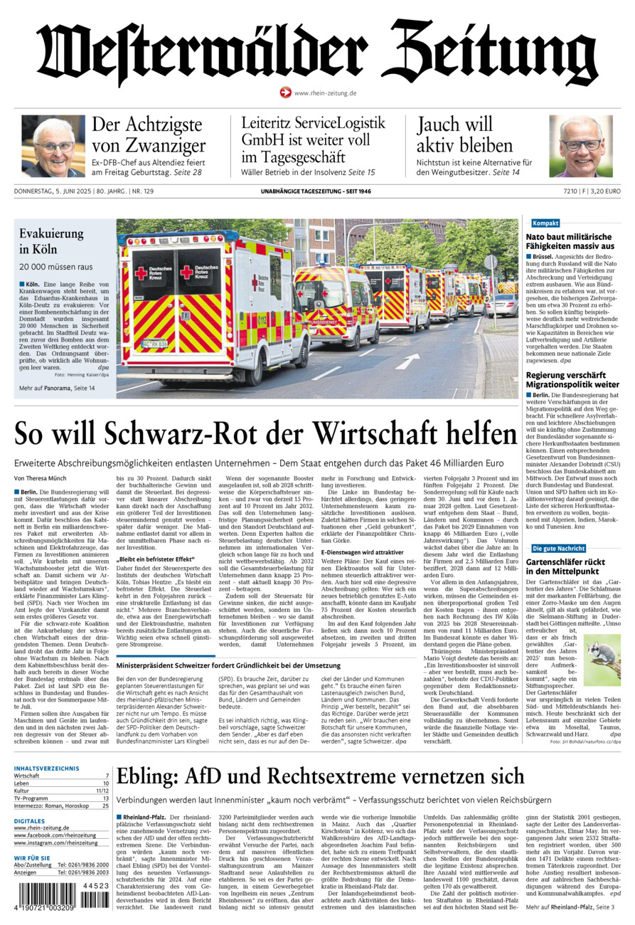 Westerwälder Zeitung vom Donnerstag, 05.06.2025