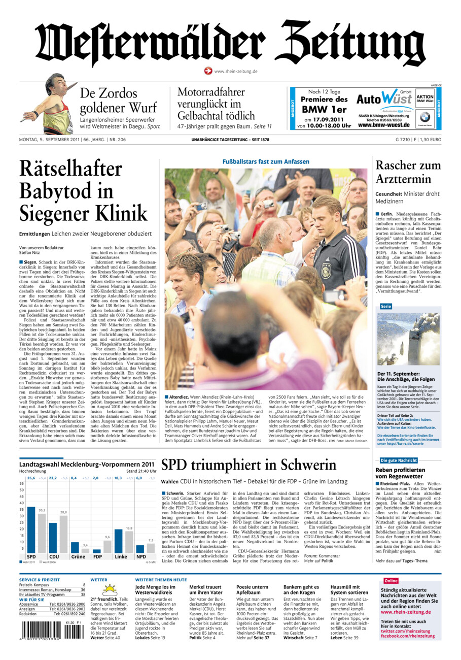 Westerwälder Zeitung vom Montag, 05.09.2011