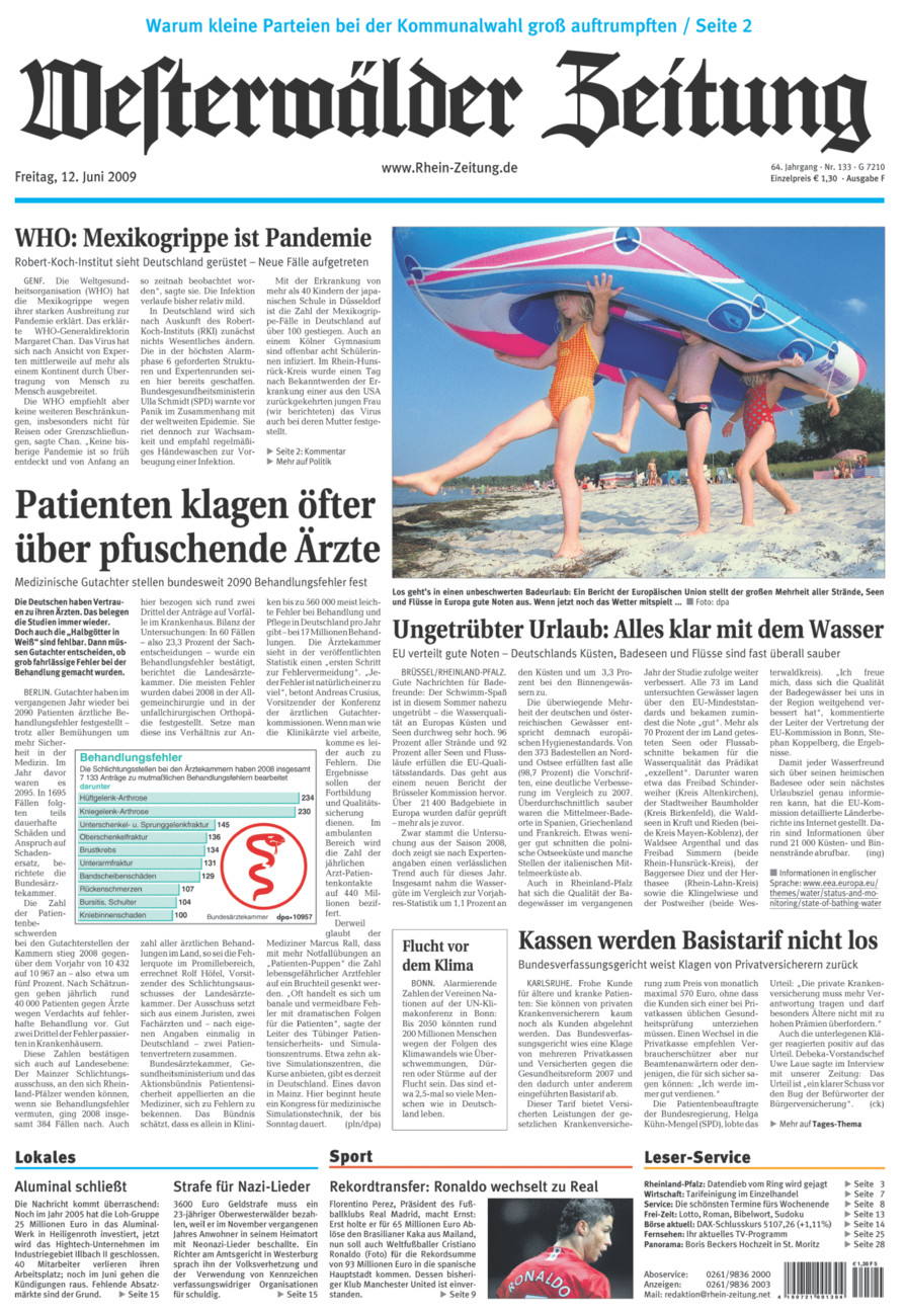 Westerwälder Zeitung vom Freitag, 12.06.2009