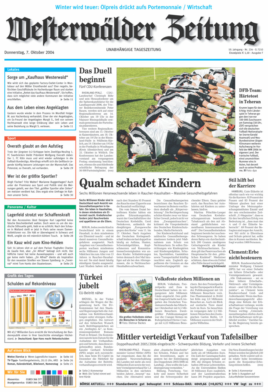 Westerwälder Zeitung vom Donnerstag, 07.10.2004