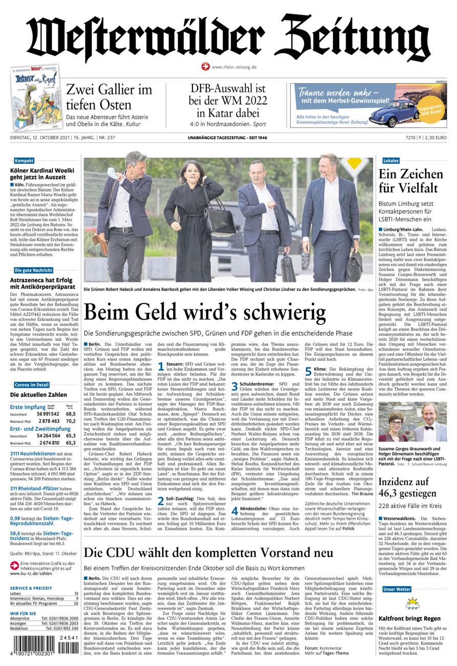 Westerwälder Zeitung vom Dienstag, 12.10.2021