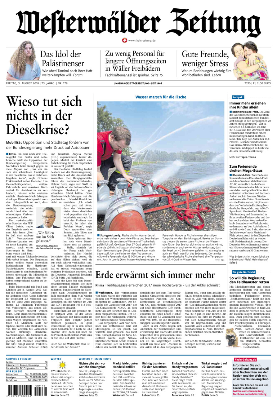 Westerwälder Zeitung vom Freitag, 03.08.2018
